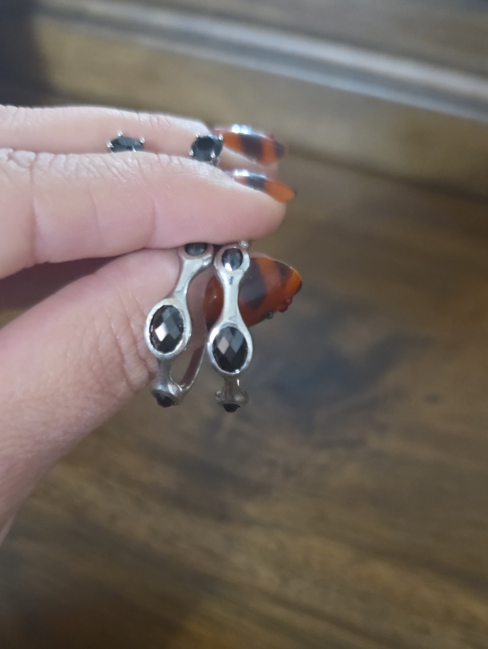 Faceted Black Stone Silver Sterling Hoop and Stud Earrings